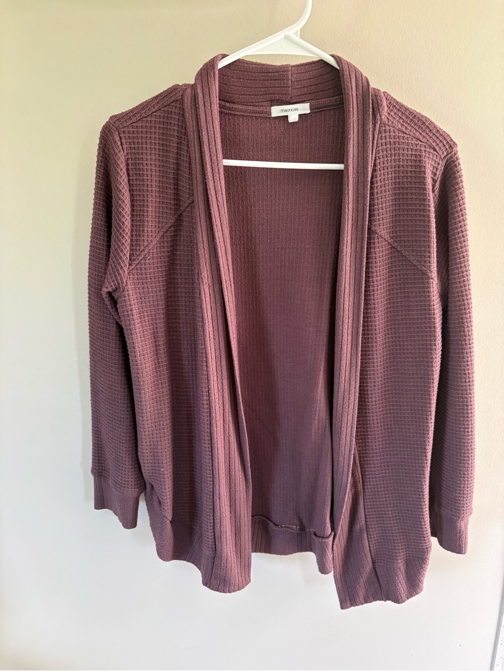 Maurices Open-Front Waffle Knit Cardigan - Mauve